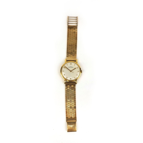 853 - 18ct gold Jaeger Lecoultre gentleman's wristwatch with 9ct gold strap No.784720 to the movement, 3.5... 