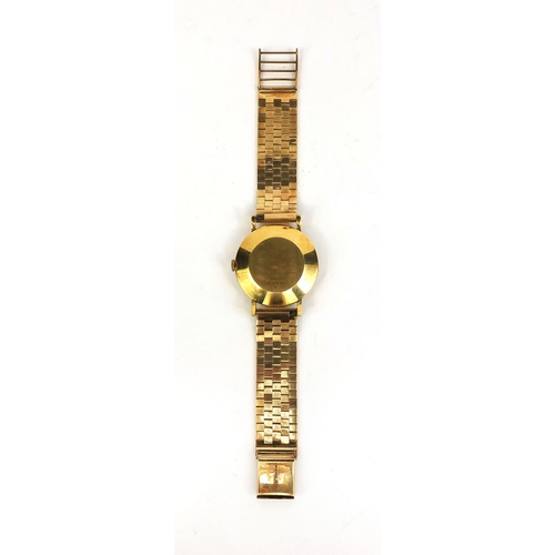 853 - 18ct gold Jaeger Lecoultre gentleman's wristwatch with 9ct gold strap No.784720 to the movement, 3.5... 