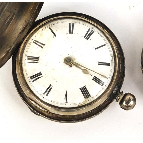 875 - Gentleman's silver Full Hunter fusee pocket watch together with a Henry Davis silver open face pocke... 