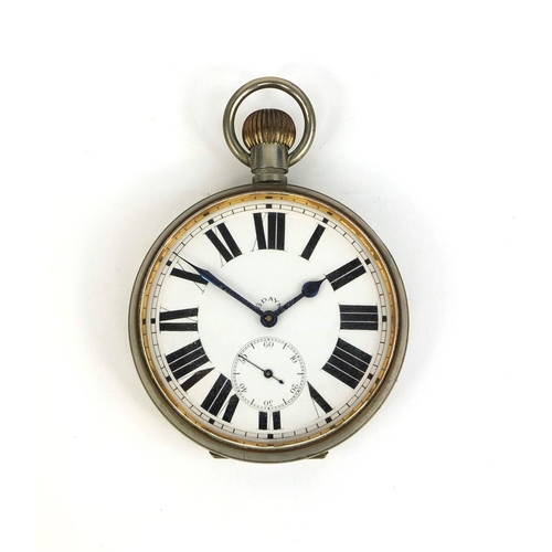 877 - Gentleman's oversized pocket watch with eight day movement, 7.5cm in diameter, approximate weight 34... 