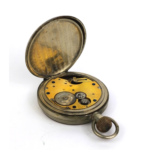 877 - Gentleman's oversized pocket watch with eight day movement, 7.5cm in diameter, approximate weight 34... 