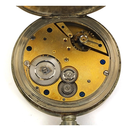 877 - Gentleman's oversized pocket watch with eight day movement, 7.5cm in diameter, approximate weight 34... 