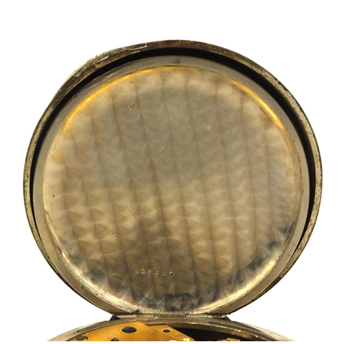 877 - Gentleman's oversized pocket watch with eight day movement, 7.5cm in diameter, approximate weight 34... 