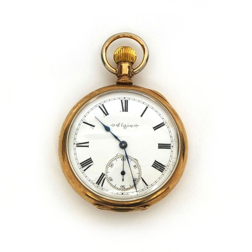 876 - Gentleman's gold plated Elgin open face pocket watch, No.9594244 to the movement, 5cm in diameter, a... 