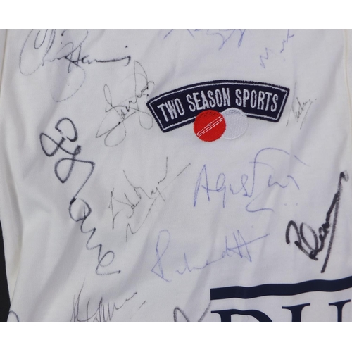 142 - EGCC Cricket shirt signed by various sports personalities, including Pelé, Gordon Bank, Shane Warne,... 