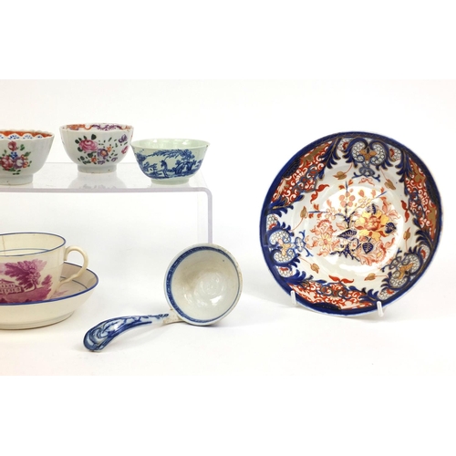 546 - Selection of hand painted Oriental and English porcelain teawares, including cups, saucers and tea b... 