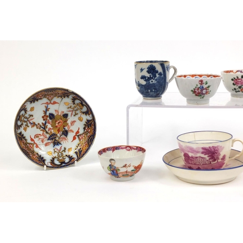 546 - Selection of hand painted Oriental and English porcelain teawares, including cups, saucers and tea b... 