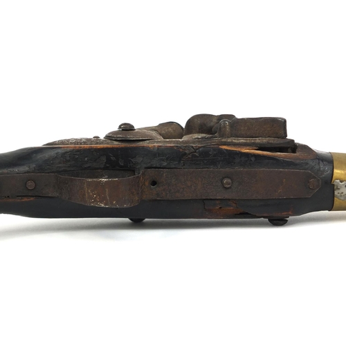 310 - Antique flint lock pistol, probably Turkish, 49cm long