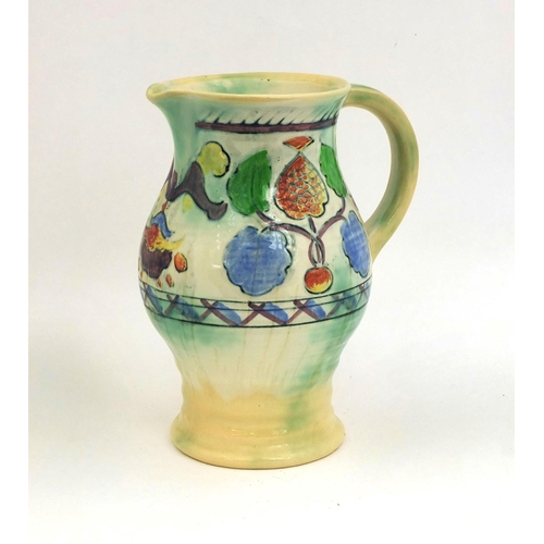 625 - Royal Doulton pottery jug designed by Frank Brangwyn R.A. hand painted with stylised fruit, factory ... 