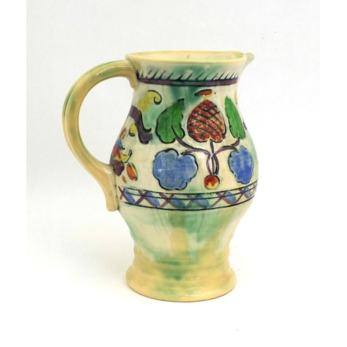 625 - Royal Doulton pottery jug designed by Frank Brangwyn R.A. hand painted with stylised fruit, factory ... 