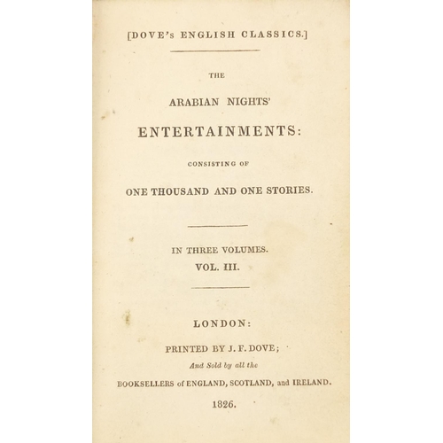 185 - The Arabian Nights - Three 19th century leather bound hardback books, volumes one, two and three, pr... 