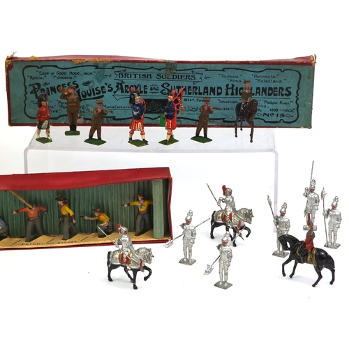 255 - Three boxed sets of Britain's hand painted lead soldiers, comprising Pipers of the Scots Guard No.60... 