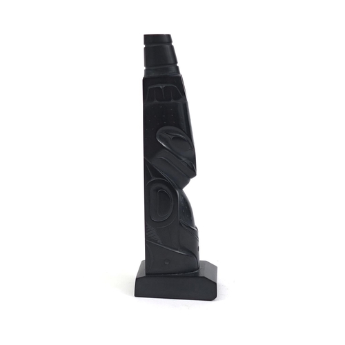 524 - Tribal interest Haida carved Argillite totem pole, signed Skidegate McGuire '69, 13cm high