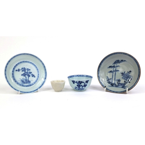 413 - Collection of Chinese cargo ceramics comprising a tea bowl  and two saucers from the Nanking cargo a... 