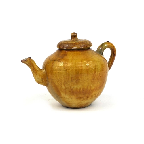 539 - Victorian treacle glazed country pottery teapot, 16cm high