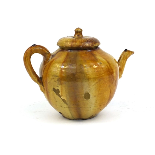 539 - Victorian treacle glazed country pottery teapot, 16cm high