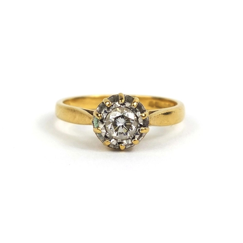 808 - 18ct gold diamond solitaire ring, size J, approximate weight 2.9g