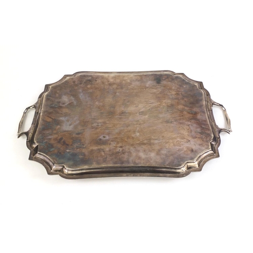 649 - Large silver two handled tray, engraved with presentation inscription F.G McKim, ESQ as a token of a... 