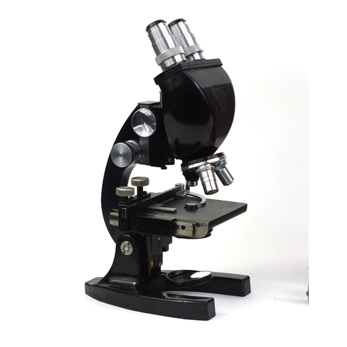 31 - US Bausch & Lomb adjustable microscope with lenses, housed in a fitted box, impressed CL2550, the mi... 