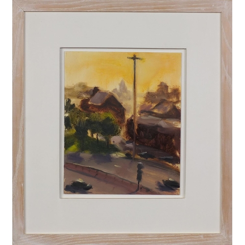 887 - Liam Spencer 1996 - Oil onto board, morning sunlight, titled and labelled verso, mounted and framed,... 