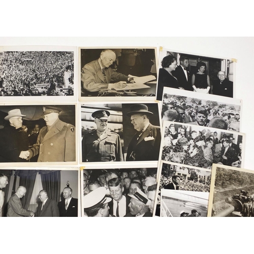144 - Large collection of political interest black and white photographs, including examples of General Dw... 
