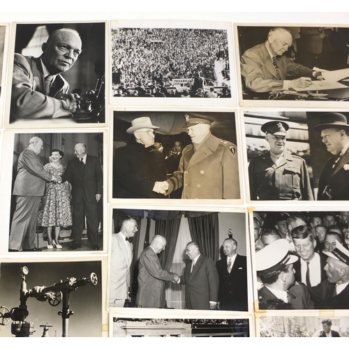144 - Large collection of political interest black and white photographs, including examples of General Dw... 