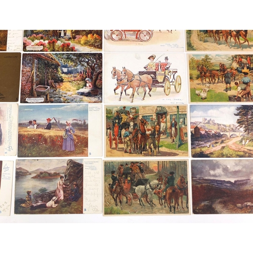 209 - Group of postcards including Olett greetings cards, art cards, stagecoaches and Military examples