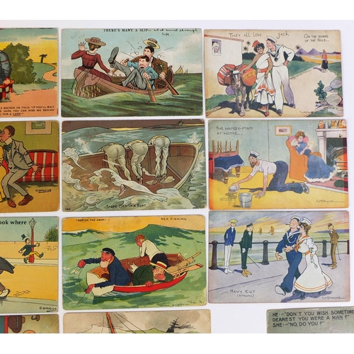 210 - Group of postcards including sailor greetings, novelty cards and comical examples