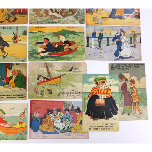 210 - Group of postcards including sailor greetings, novelty cards and comical examples