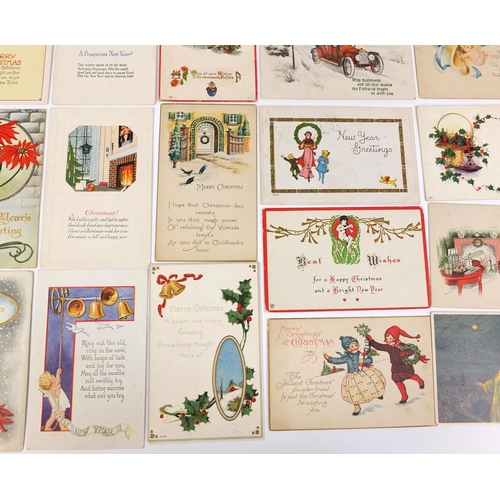 208 - Group of postcards including angel art greetings, Christmas and New Years greetings examples