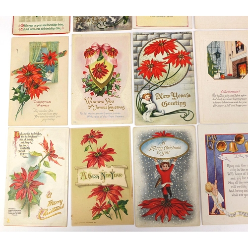 208 - Group of postcards including angel art greetings, Christmas and New Years greetings examples