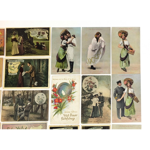 211 - Group of postcards including show cards, language and flower examples