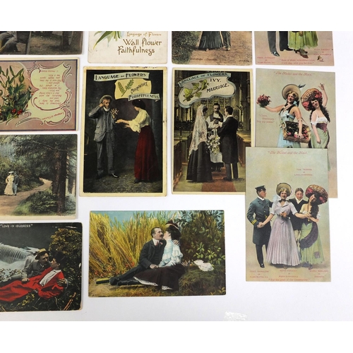 211 - Group of postcards including show cards, language and flower examples