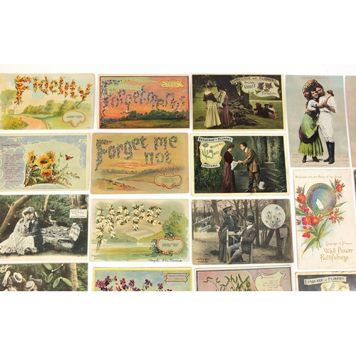 211 - Group of postcards including show cards, language and flower examples