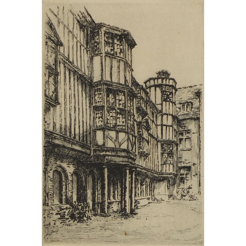 1036 - Two pencil signed black and white etchings, both of building including one by Edward J Cherry, both ... 