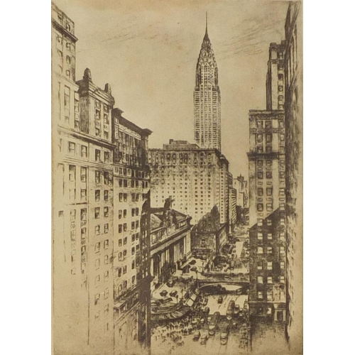 922 - Anton Schotz - Pair of pencil signed etchings, one titled' Midtown Canyon' the other 'Towers Above t... 