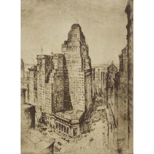 922 - Anton Schotz - Pair of pencil signed etchings, one titled' Midtown Canyon' the other 'Towers Above t... 