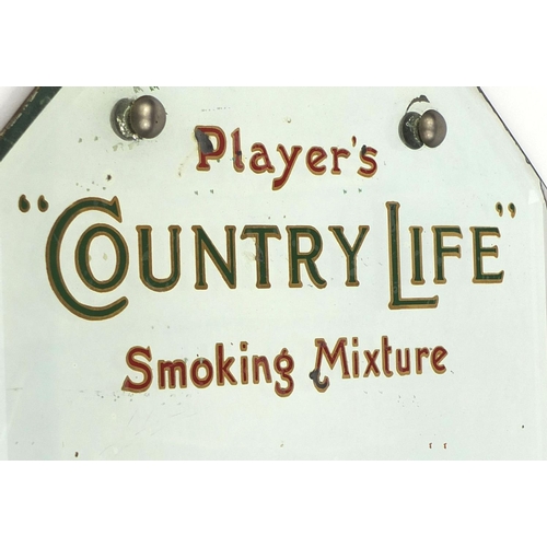 218 - Players country life smoking mixture advertising bevel edged mirror, 35cm x 25cm