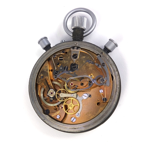 872 - Vintage Omega gunmetal stopwatch, No.1837576 to the movement, housed in a bakelite Omega case, possi... 