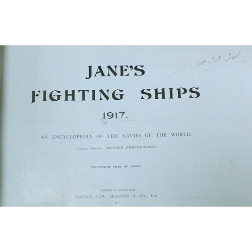 300 - The Worlds War Ships by Fred T Jane, fifteen volumes including dates 1917, 1944-5, 1908, etc