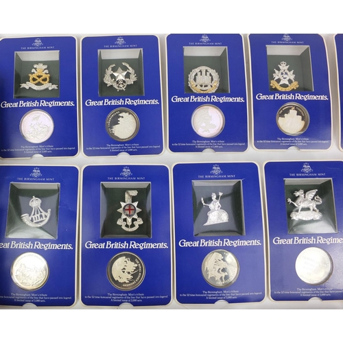 2402 - The Great British Regiment, fifty one boxed silver medals and badges by the Birmingham, limited edit... 