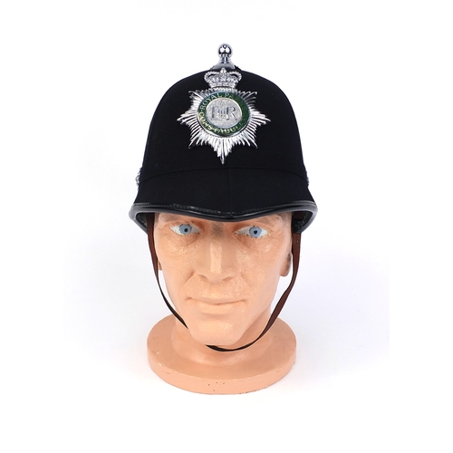 319 - Vintage Royal Parks Contstabulary Ball top helmet with badge and chin strap, 22cm high