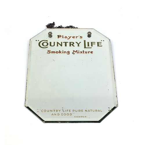 218 - Players country life smoking mixture advertising bevel edged mirror, 35cm x 25cm