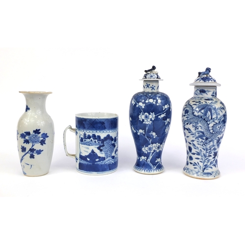 410 - Group of Chinese ceramics including to baluster vases with covers, one hand painted with dragons, an... 