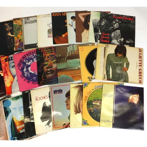 2301 - Collection of LP records including Michelle Shocked and Paul Smith examples, housed in a carrying ca... 