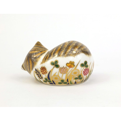 2086 - Boxed Royal Crown Derby Lavender cat paper weight with gold stopper, signature edition of 1500, fact... 