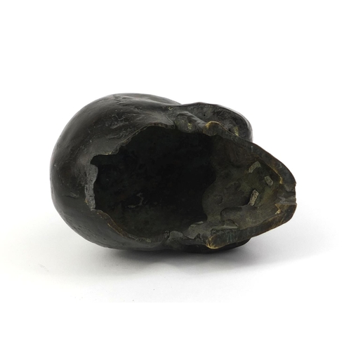 2131 - Bronze study of a skull, 10.5cm high