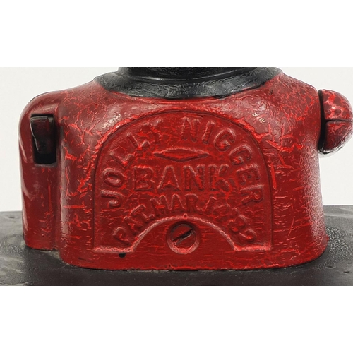 2142 - Vintage Jolly Negro bar top money box, 34cm high