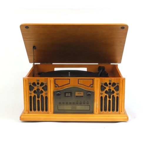 2254 - Prolectrix turntable with AM/FM with CD and cassette player, 21cm high x 45cm wide x34cm deep