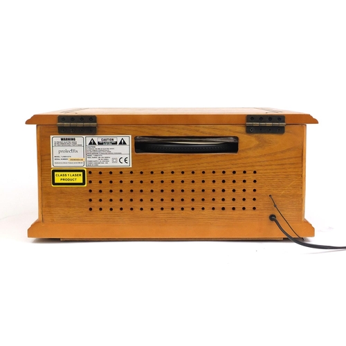 2254 - Prolectrix turntable with AM/FM with CD and cassette player, 21cm high x 45cm wide x34cm deep